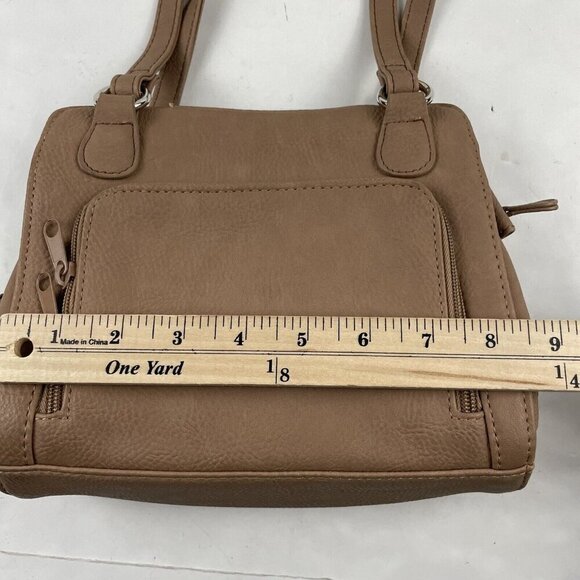 MULTI-SAC Purse Beige Double Handle Shoulder Bag Pebbled Faux Leather Medium - Picture 3 of 14